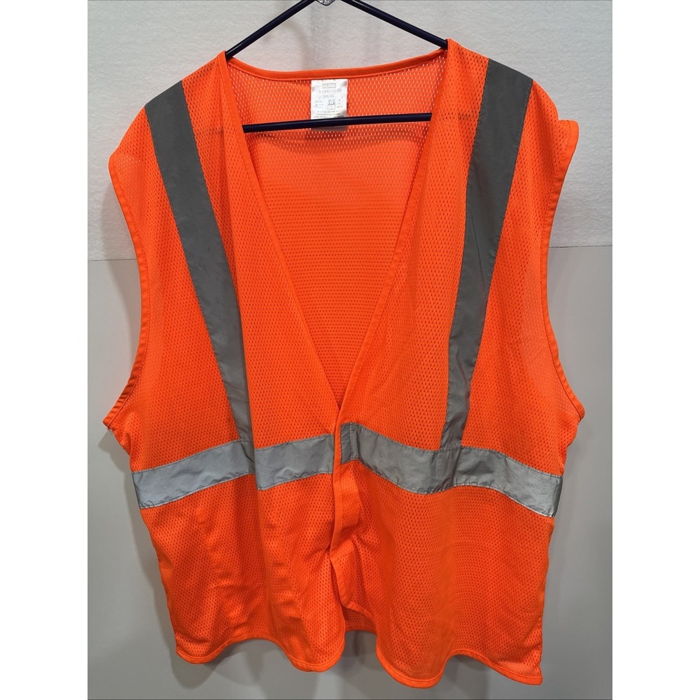 Uline‎ Reflector Vest Mens  XXL/XXXL Orange Mesh Safety Distressed Workwear Work